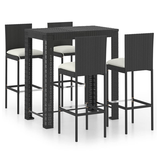 Amy Large Poly Rattan Bar Table With 4 Audriana Chairs In Black_1