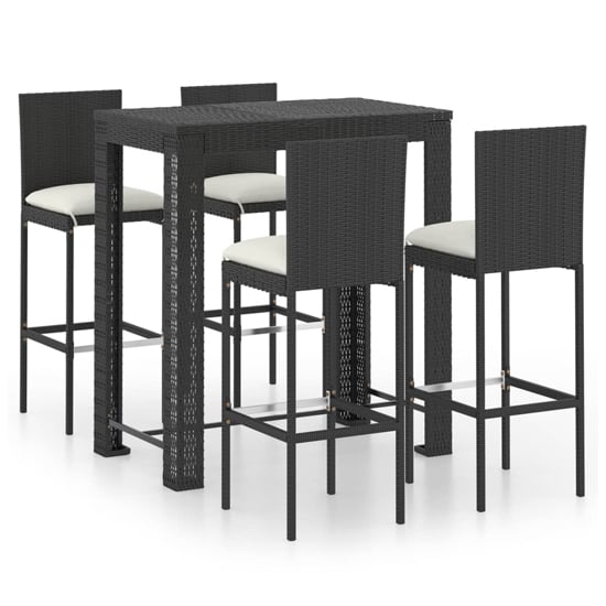 Product photograph of Amy Large Poly Rattan Bar Table With 4 Audriana Chairs In Black from Furniture in Fashion