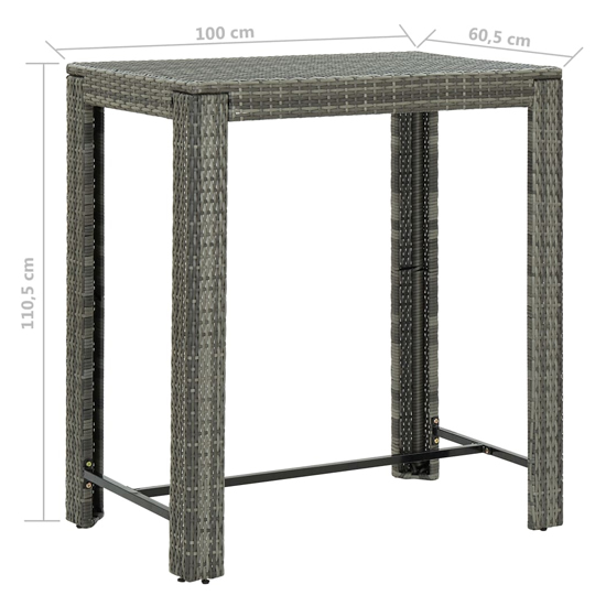 Amy Large Poly Rattan Bar Table With 4 Audriana Chairs In Grey