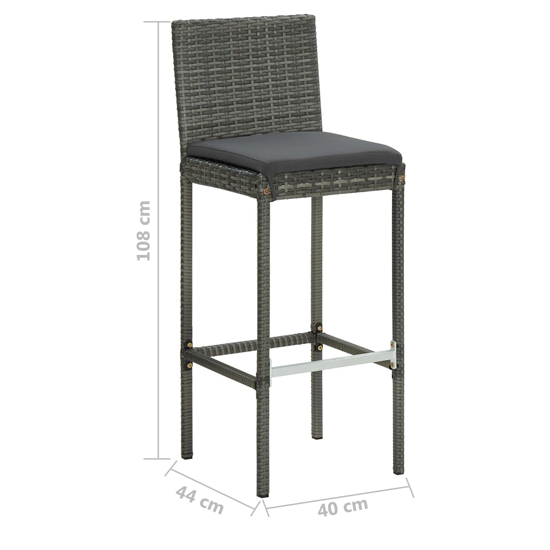 Amy Large Poly Rattan Bar Table With 4 Audriana Chairs In Grey