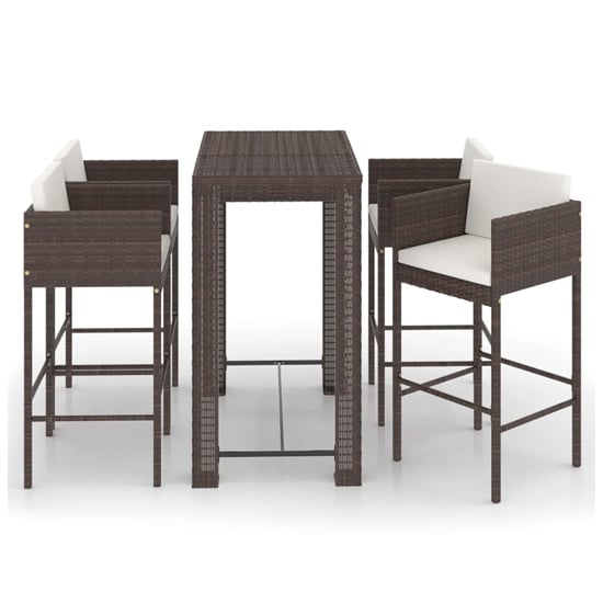 Amy Large Poly Rattan Bar Table With 4 Avyanna Chairs In Brown_2