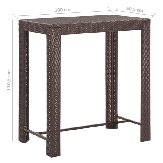 Amy Large Poly Rattan Bar Table With 4 Avyanna Chairs In Brown_5