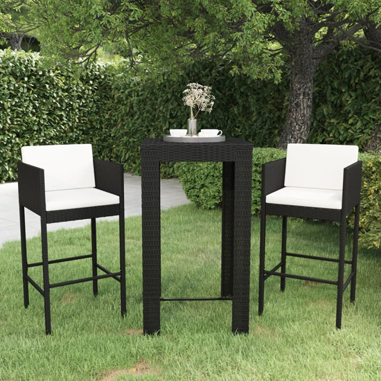 Amy Small Poly Rattan Bar Table With 2 Avyanna Chairs In Black_1