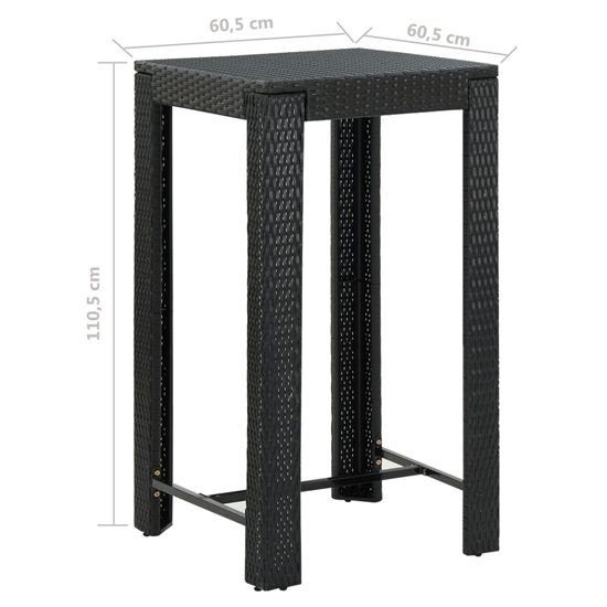 Amy Small Poly Rattan Bar Table With 4 Audriana Chairs In Black