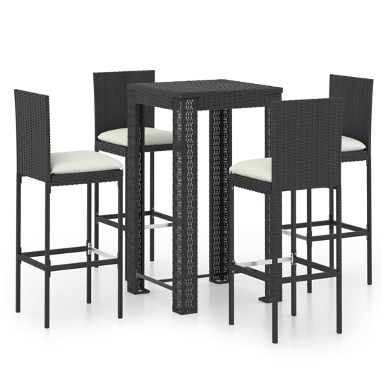 Amy Small Poly Rattan Bar Table With 4 Audriana Chairs In Black