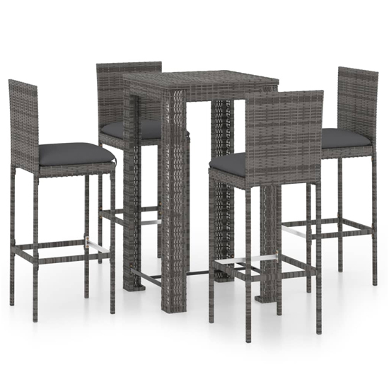 Product photograph of Amy Small Poly Rattan Bar Table With 4 Audriana Chairs In Grey from Furniture in Fashion