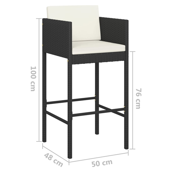 Amy Small Poly Rattan Bar Table With 4 Avyanna Chairs In Black