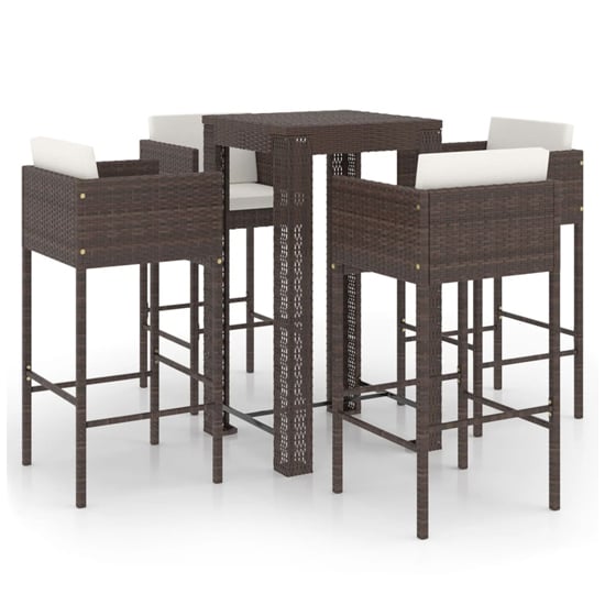 Amy Small Poly Rattan Bar Table With 4 Avyanna Chairs In Brown_2