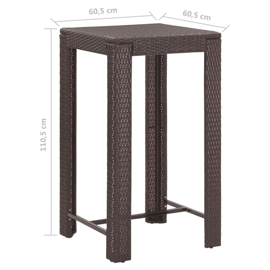 Amy Small Poly Rattan Bar Table With 4 Avyanna Chairs In Brown_5