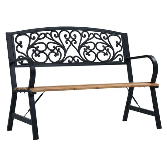 Product photograph of Amyra Wooden Garden Seating Bench With Steel Frame In Black from Furniture in Fashion