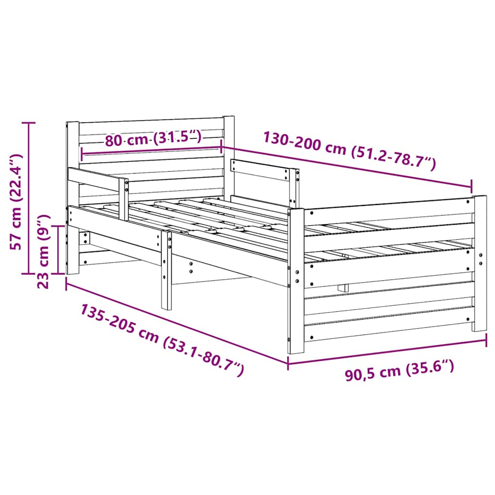 Anaheim Wooden Extendable Kids Bed In Brown