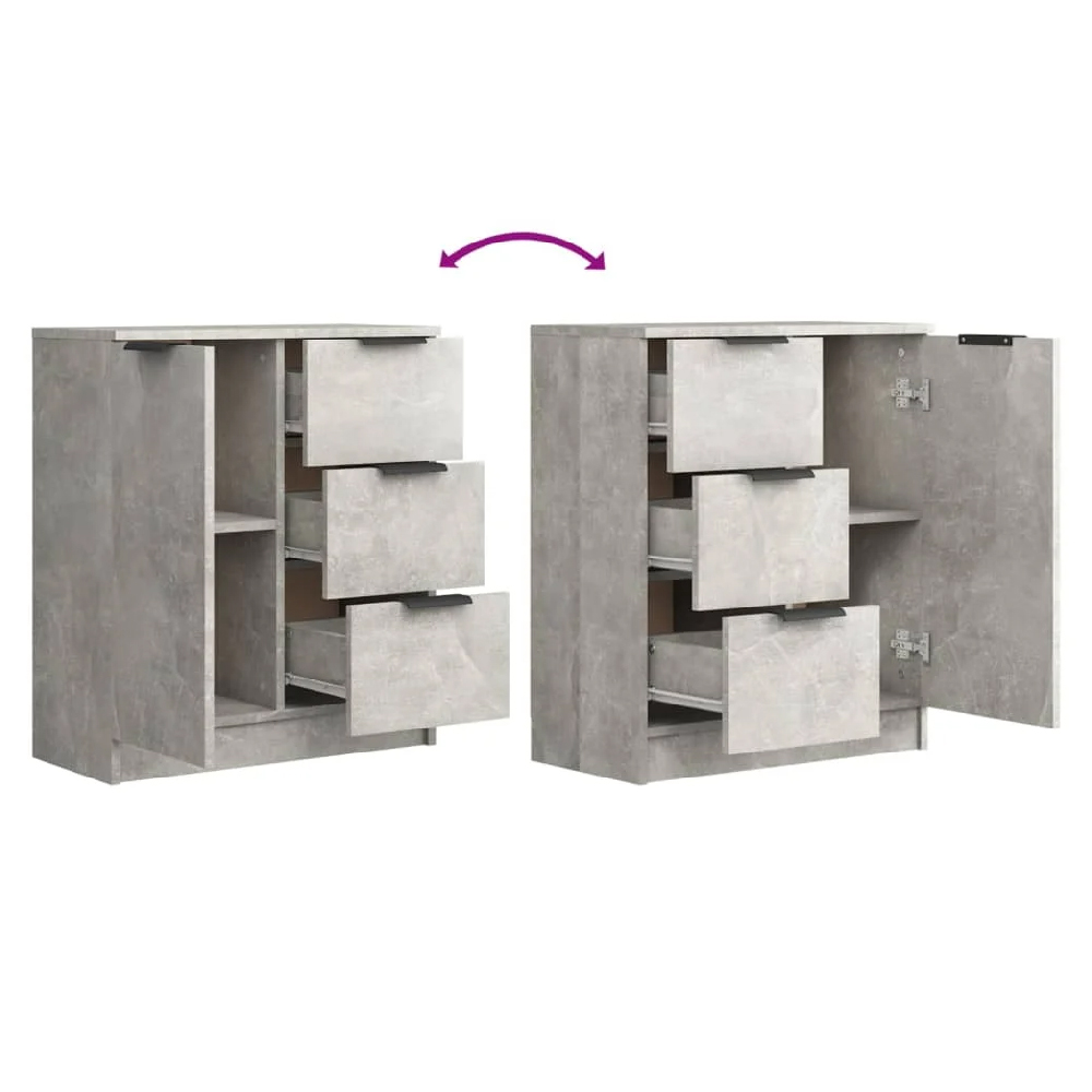 Anaheim Wooden Sideboard With 1 Door 3 Drawers In Concrete Grey