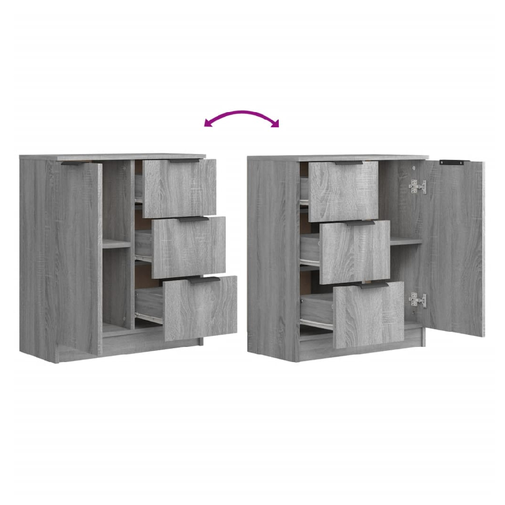 Anaheim Wooden Sideboard With 1 Door 3 Drawers In Grey Sonoma
