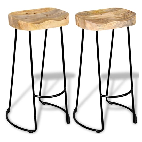 Read more about Analy outdoor natural wooden bar stools in a pair