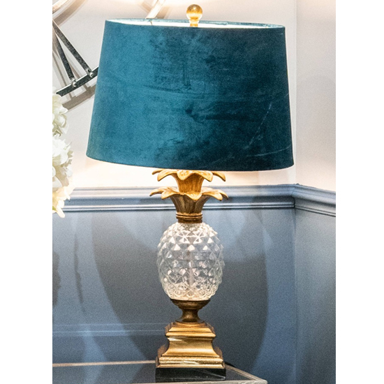 Ananias Metal Table Lamp In Gold With, Dark Teal Table Lamp Shade