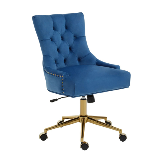 Anatolia Velvet Home And Office Chair In Blue