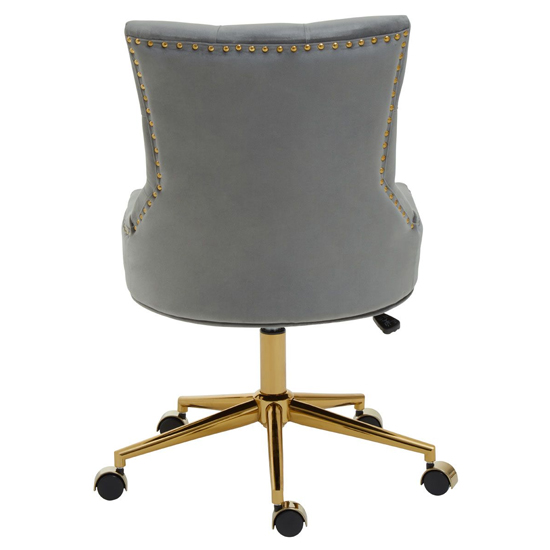 Anatolia Velvet Home And Office Chair With Gold Base In Grey