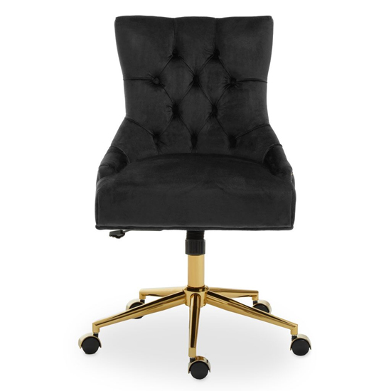 Anatolia Velvet Upholstered Office Chair In Black