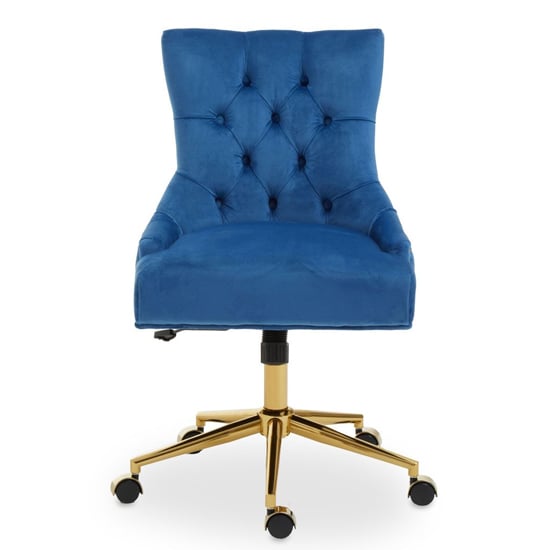 Anatolia Velvet Upholstered Office Chair In Blue