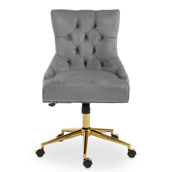 Anatolia Velvet Upholstered Office Chair In Grey