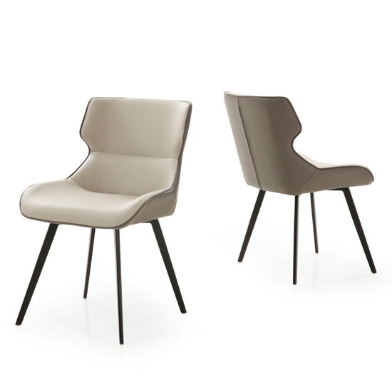 Read more about Ancha stone and dark grey dining chairs in pair