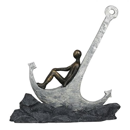 Read more about Anchor poly design sculpture in antique bronze and grey