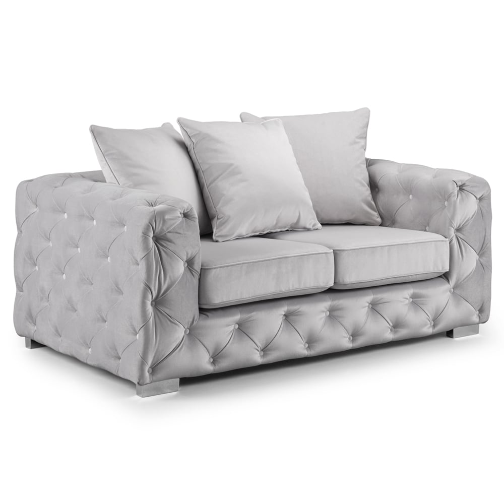 Anchorage Velvet 2 Seater Sofa In Silver