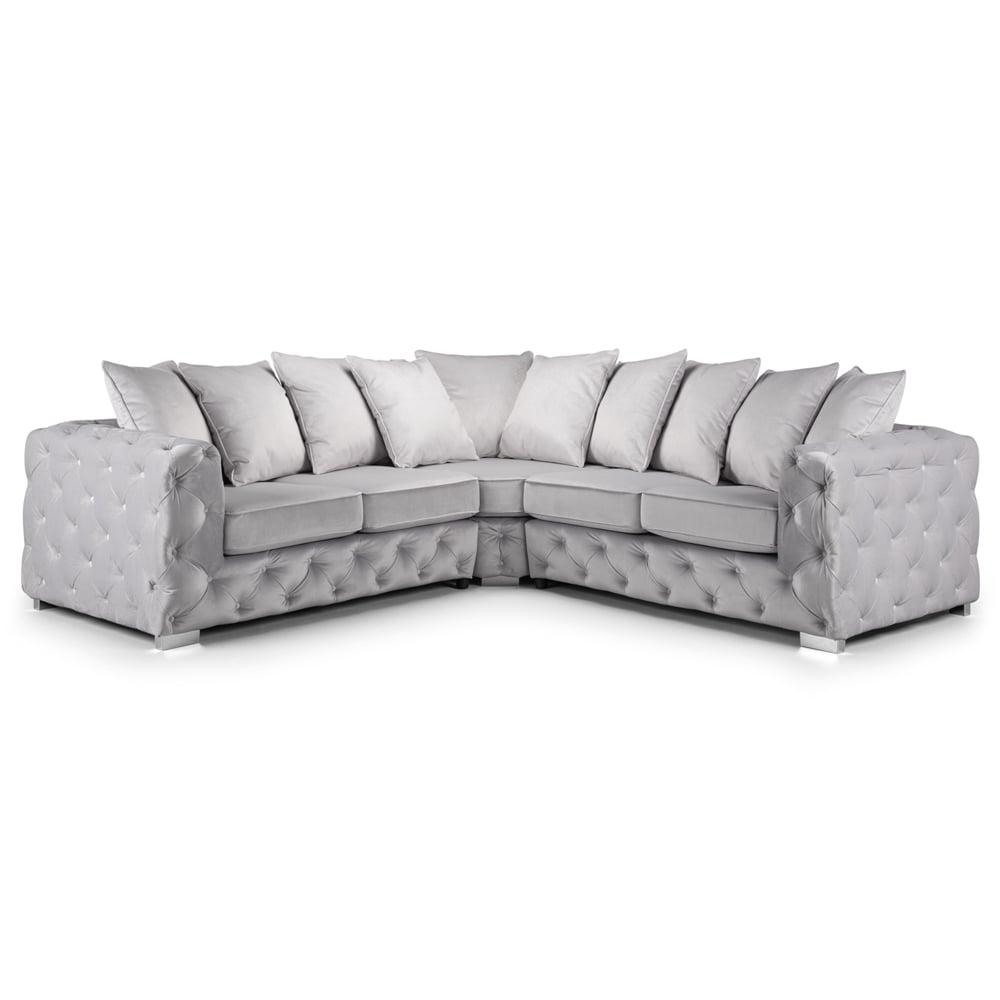 Anchorage Velvet Corner Sofa In Silver