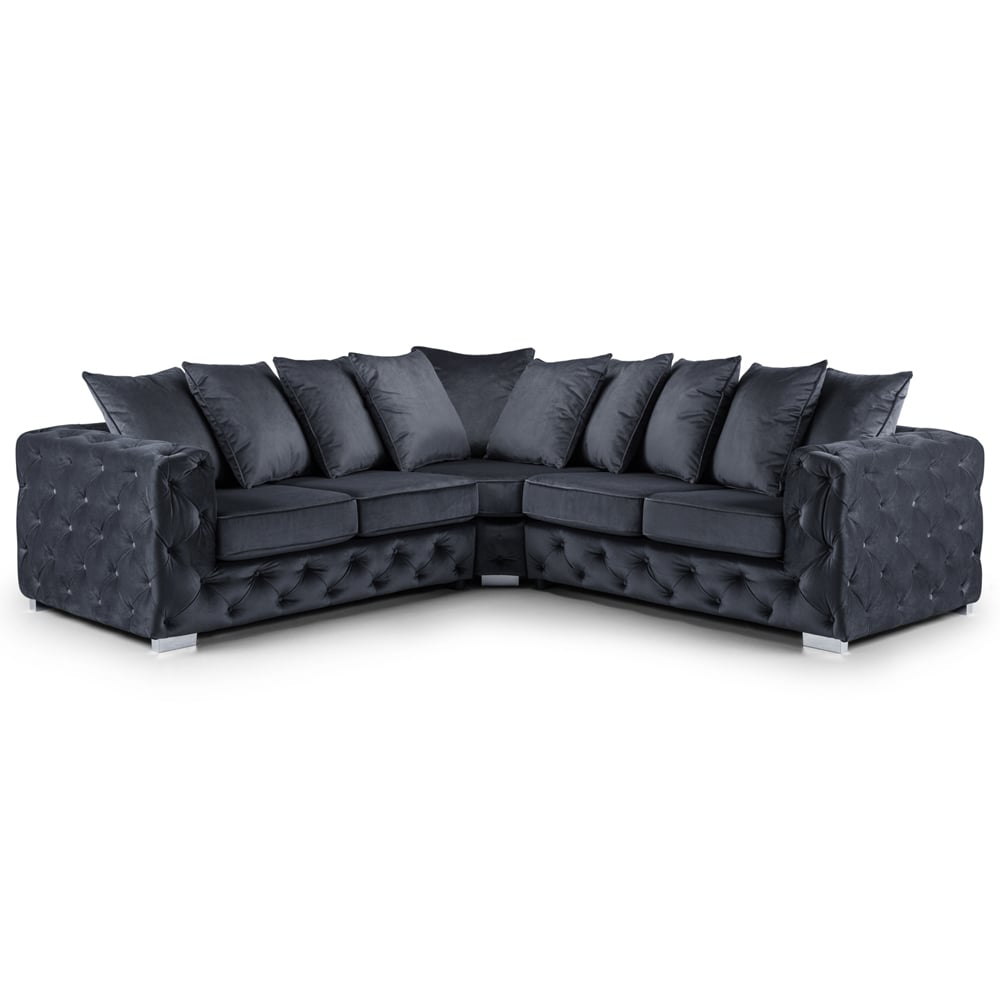 Anchorage Velvet Corner Sofa In Slate
