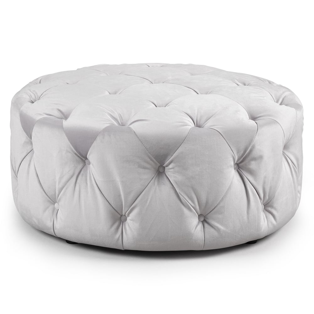 Anchorage Velvet Foot Stool In Silver