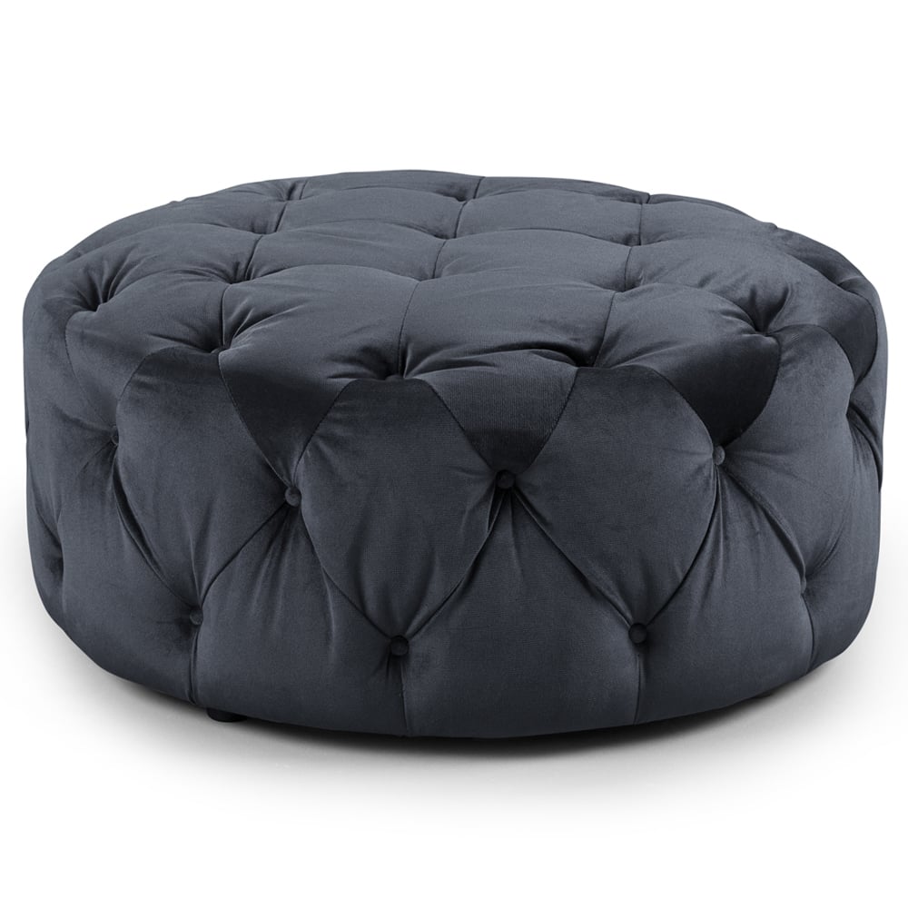 Anchorage Velvet Foot Stool In Slate