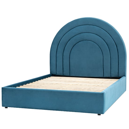 Product photograph of Ancona Polyester Fabric King Size Bed In Kingfisher from Furniture in Fashion