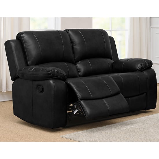 Andalusia Leather 2 Seater And 3 Seater Sofa Suite In Black_2