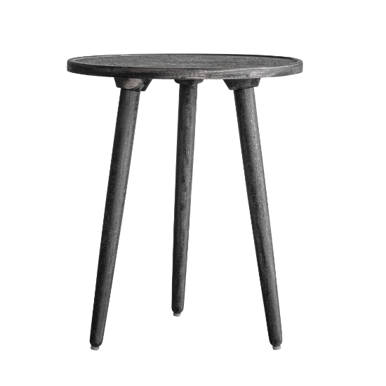 Andalusia Round Mango Wood Side Table In Black And Grey_2