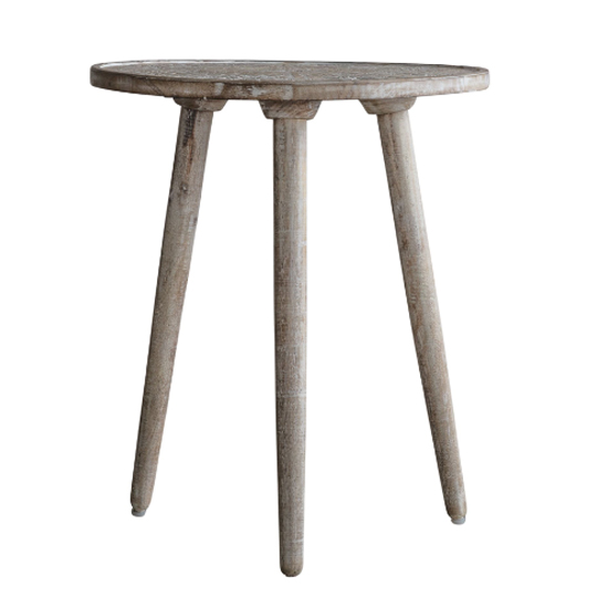 Andalusia Round Mango Wood Side Table In Natural And White_2