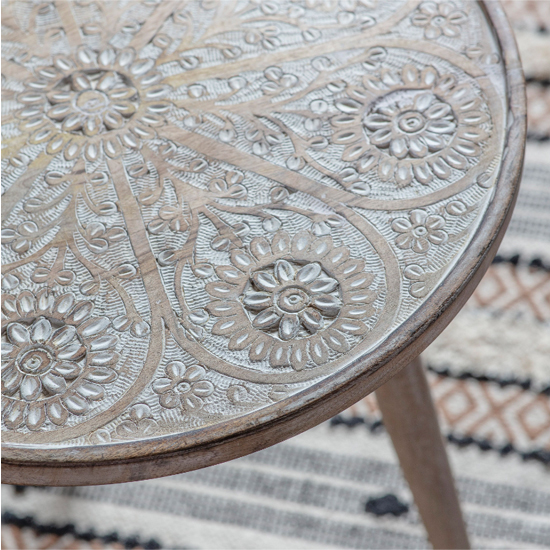Andalusia Round Mango Wood Side Table In Natural And White_3