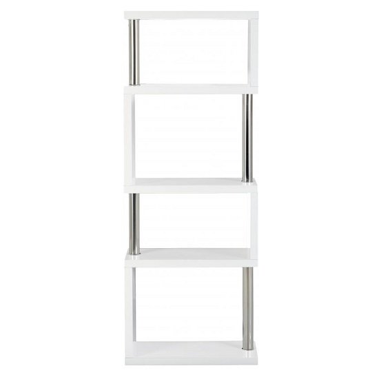 Andi Wooden Five Tier Shelving Unit In White Gloss Furniture in Fashion