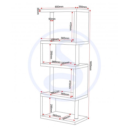 Cayuta Wooden Five Tier Shelving Unit In Black Gloss