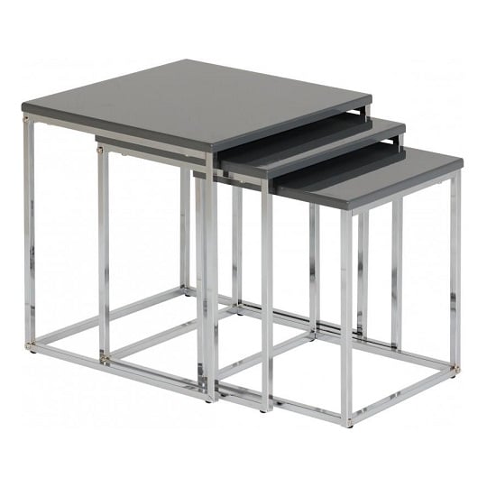 Photo of Cayuta nest of tables in grey gloss with chrome legs