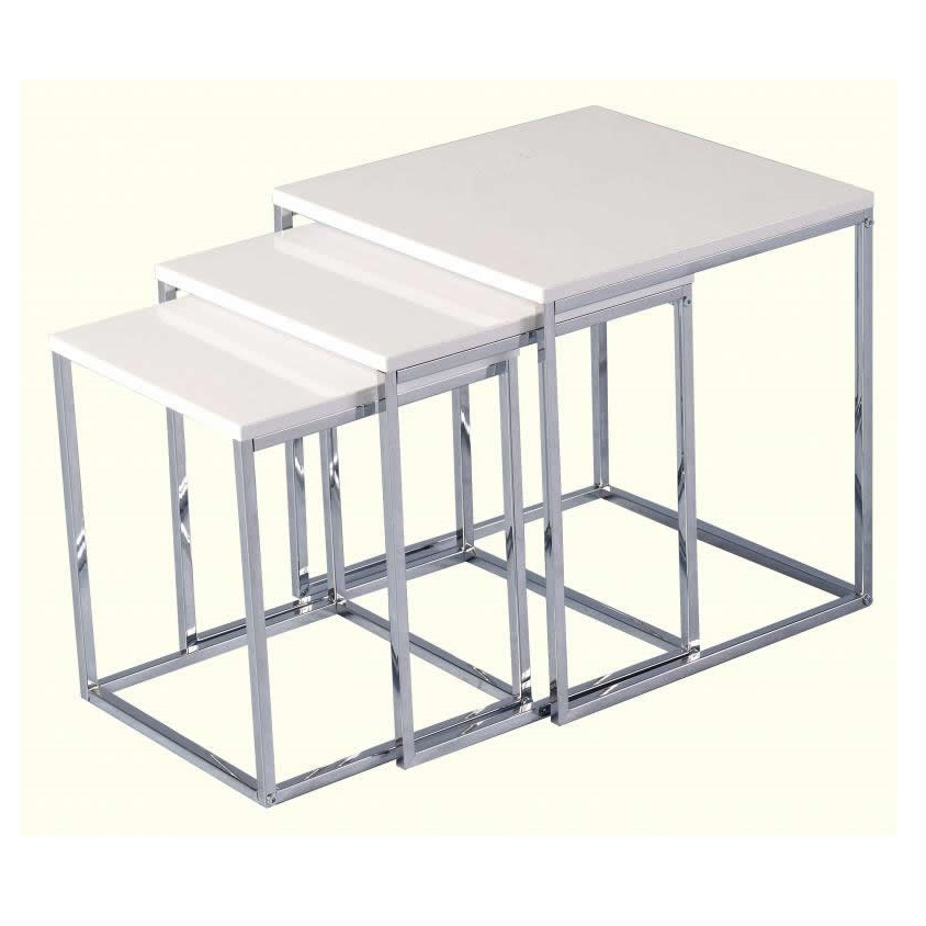 Photo of Cayuta nest of tables in white gloss with chrome legs