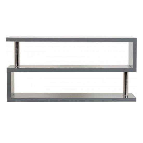 Cayuta TV Stand In Grey Gloss With Chrome Poles_2