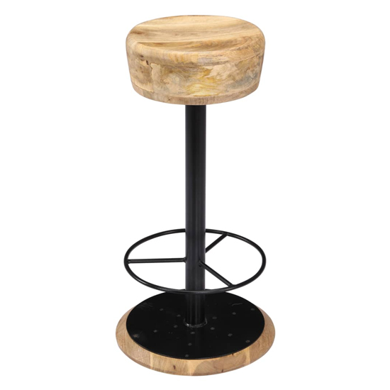 Andie Natural Wooden Bar Stools With Steel Frame In A Pair