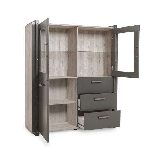 Andora Wooden Highboard In Sorrento Oak And Anthracite_2