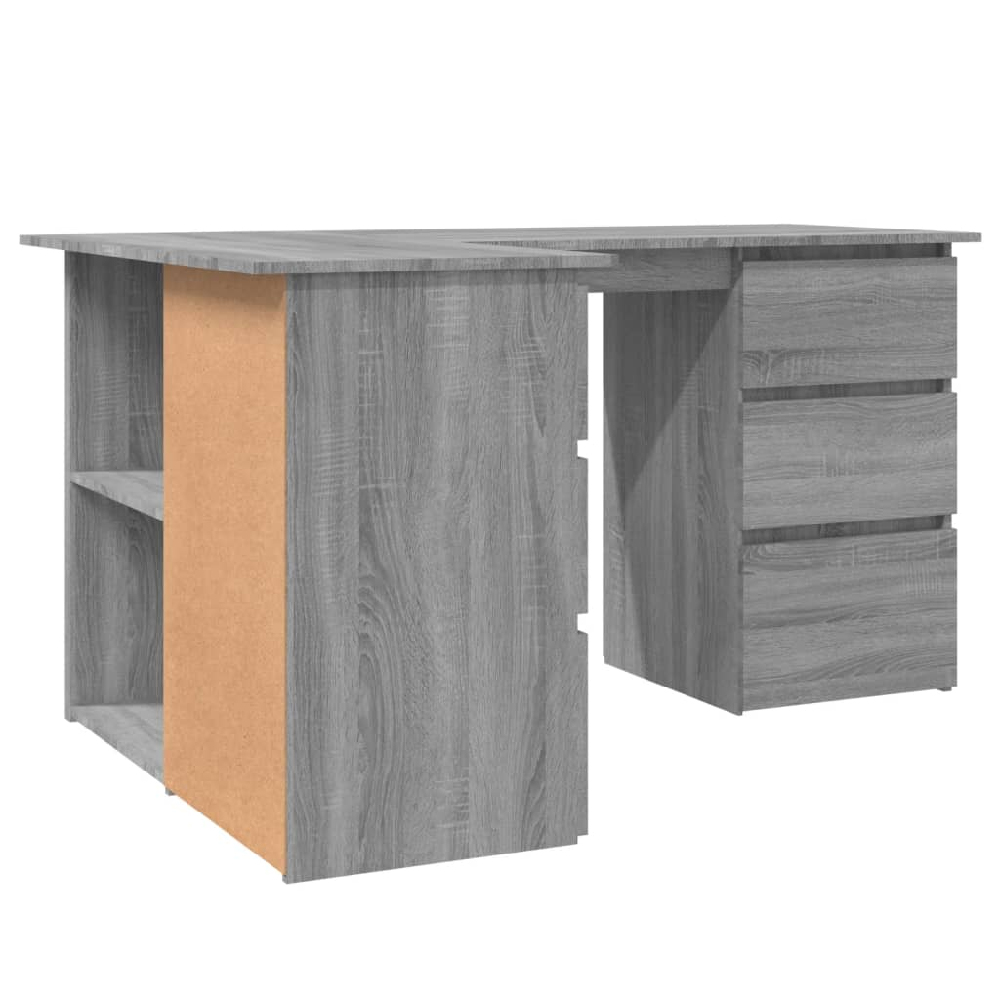 Andover Wooden Corner Laptop Desk With 4 Drawers In Grey Sonoma