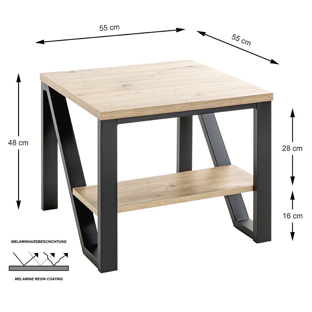 Andover Wooden End Table In Oak And Black