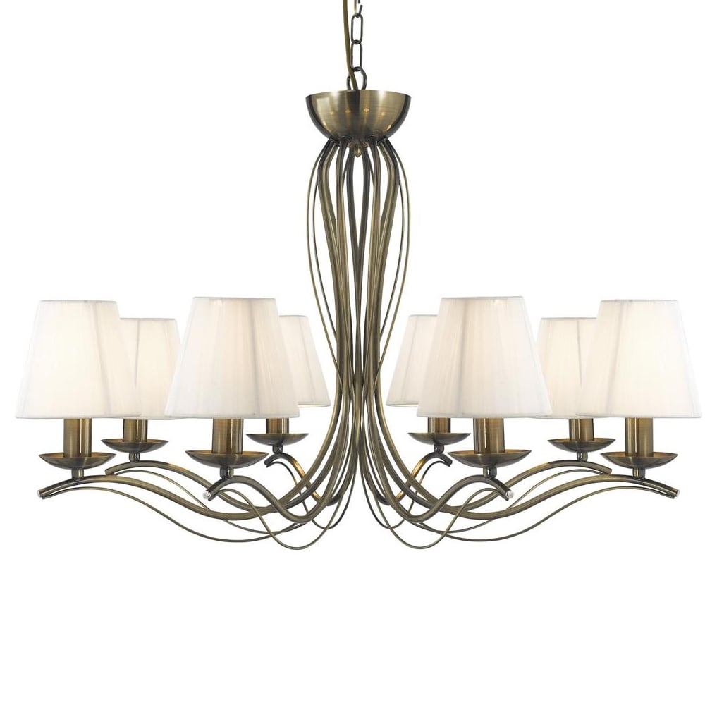 Read more about Andretti 8 light ivory fabric pendant light in antique brass