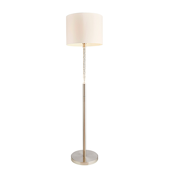 Product photograph of Andromeda White Fabric Floor Lamp In Satin Chrome from Furniture in Fashion