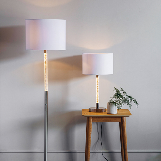 Andromeda White Fabric Table Lamp In Satin Chrome_2
