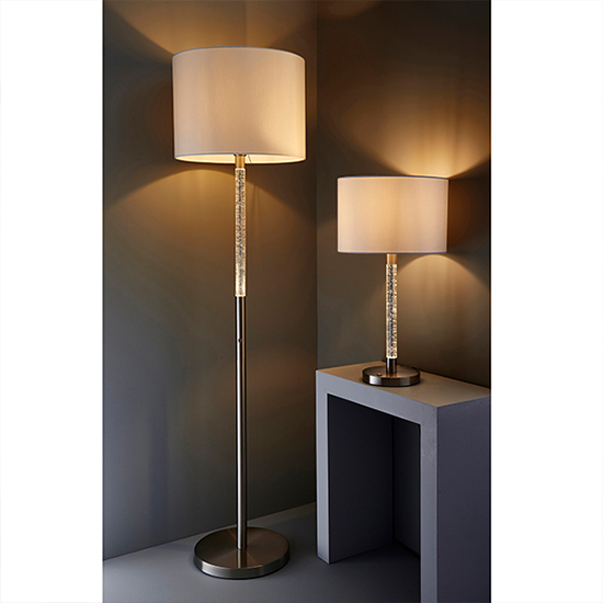 Andromeda White Fabric Table Lamp In Satin Chrome_4