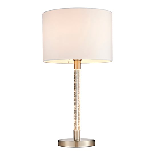 Andromeda White Fabric Table Lamp In Satin Chrome